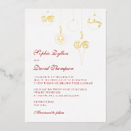 Winter Rode Kerstmis Bauble Ornamenten Bruiloft Go Folie Uitnodiging