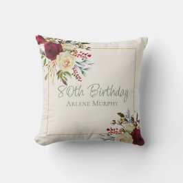 Winter Rode Rozen 80ste verjaardag Kussen