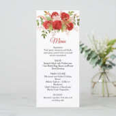 Winter rode rozen, bessen, stengels, groen bruilof menu (Staand voorkant)