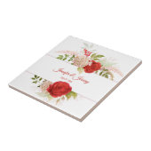 Winter rode rozen & groen bruiloft aandenken | tegeltje (Zijkant)