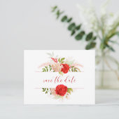 Winter rode rozen & groen sparen de datum briefkaart (Staand voorkant)