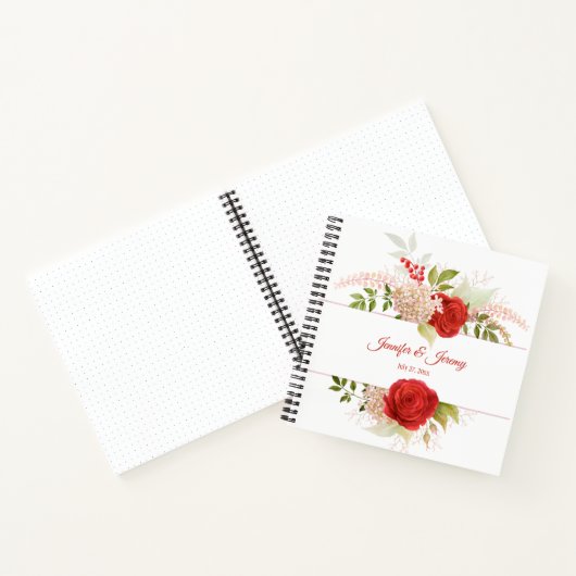 Winter Rode Rozen & Groene Huwelijks Gastengastenb Notitieboek (Binnen)