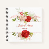 Winter Rode Rozen & Groene Huwelijks Gastengastenb Notitieboek (Voorkant)