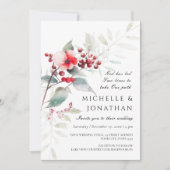 Winter Rode Salie Groene Bloemen Christelijke Brui Kaart (Voorkant)