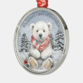 Winter rode sjaal Polar Beer Baby's eerste kerst Metalen Ornament (Links)