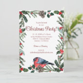 Winter Rode Vogel Botanische Kerstfeest Kaart (Staand voorkant)