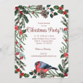 Winter Rode Vogel Botanische Kerstfeest Kaart (Voorkant / Achterkant)