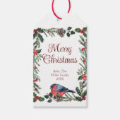 Winter Rode Vogel Botanische Kerstmis Cadeaulabel (Voorkant)