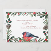 Winter Rode Vogel Botanische Kerstmis Feestdagenkaart (Achterkant)
