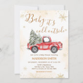 Winter Rode Vrachtwagen Baby shower Kaart (Voorkant)