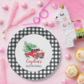 Winter Rode Vrachtwagen Verjaardagsfeest Papieren Bordje (Feest)