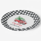 Winter Rode Vrachtwagen Verjaardagsfeest Papieren Bordje (Gekanteld)