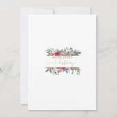 Winter Rode Witte Bloemen Gouden Meisje Doop Kaart (Achterkant)