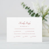 Winter Rode & Witte Rozen Diner Opties RSVP Kaartje (Staand voorkant)