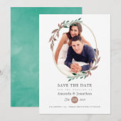 Winter Roestige Groene Fotobruiloft Save The Date (Voorkant / Achterkant)