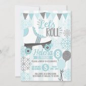 Winter Roller Skating Birthday Party Invitation Kaart (Voorkant)