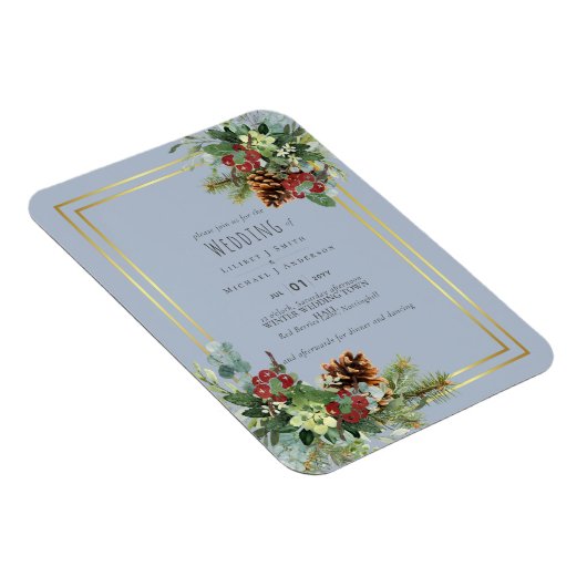 Winter Rood Bessen Denneappels Trouw Magneet (Rechterzijde)