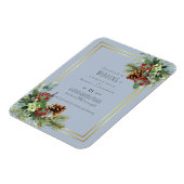 Winter Rood Bessen Dennenkegels Trouwen Magneet (Linkerzijde)