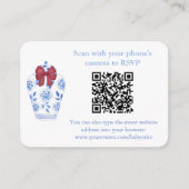 Winter Rood Blauw Tartan QR Code Trouwfeest RSVP Informatiekaartje (Voorkant)