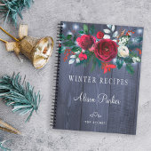 Winter rood bloemboeket rustiek marineblauw schuur notitieboek