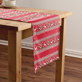 Winter Rood en Groen Kerstmis Fair Isle Korte Tafelloper
