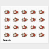 Winter rood en wit bloemmotief vierkante sticker (Vel)