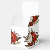 Winter Rood en witte bloem sticker vierkante wijn Bedankdoosjes (Geopend)