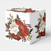 Winter Rood en witte bloem sticker Wijn Bo Bedankdoosjes (Achterkant)