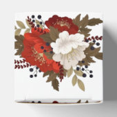 Winter Rood en witte bloemen Vierkante Sticker Wij Bedankdoosjes (Bovenkant)
