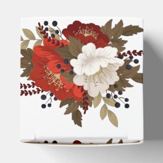 Winter Rood en witte bloemen Vierkante Sticker Wij Bedankdoosjes (Bovenkant)