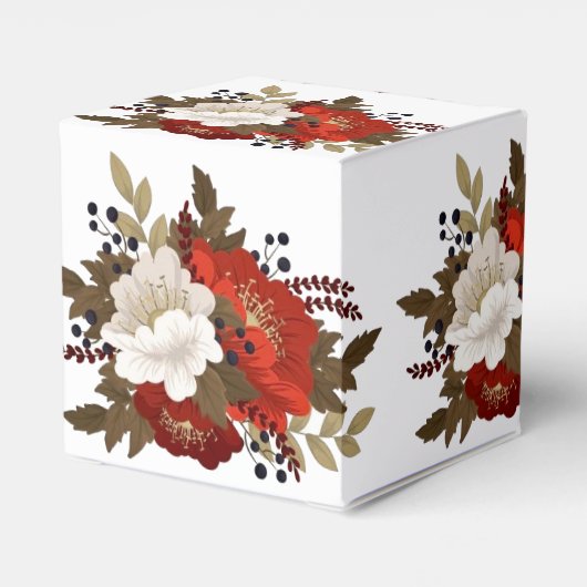 Winter Rood en witte bloemen Vierkante Sticker Wij Bedankdoosjes (Achterkant)