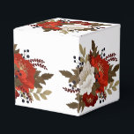 Winter Rood en witte florale plein Sticker Wine Bo Bedankdoosjes<br><div class="desc">Perfecte sticker voor winterbruiloften,  douches,  evenementen,  bedankt. Jouw tekst toevoegen</div>