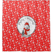 Winter (rood) Oud Engels Sheepdog Grey 1 Holiday Douchegordijn (Voorkant)