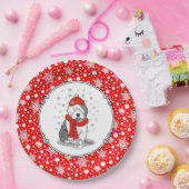 Winter (rood) Oud Engels Sheepdog Grey 1 Holiday Papieren Bordje (Feest)