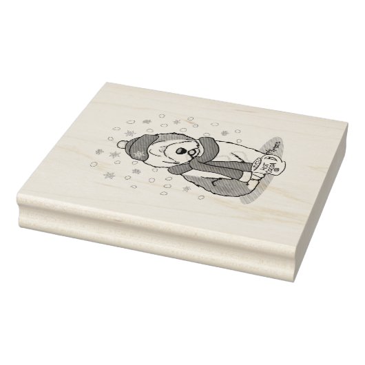 Winter (rood) Oud Engels Sheepdog Grey 1 Holiday Rubberstempel (Stempel)