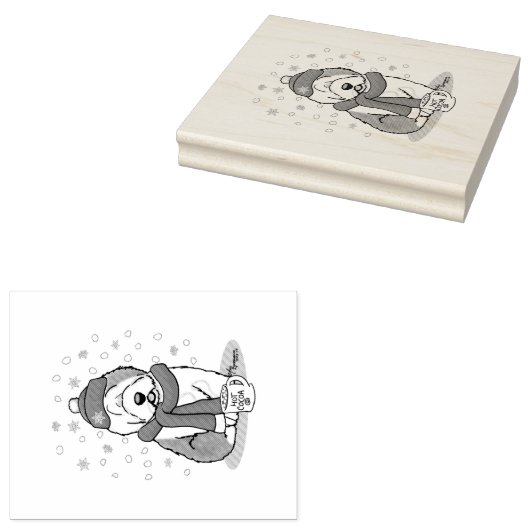 Winter (rood) Oud Engels Sheepdog Grey 1 Holiday Rubberstempel (Gestempeld)