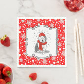 Winter (rood) Oud Engels Sheepdog Grey 1 Holiday Servet (Insitu)