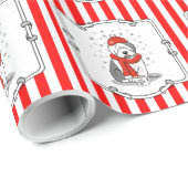 Winter (rood) Oud Engels Sheepdog (grijs 1) Cute Cadeaupapier (Rol Hoek)