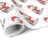 Winter (rood) Oud Engels Sheepdog (grijs 1) Cute Cadeaupapier (Rol Hoek)