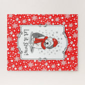 Winter (rood) Oud Engels Sheepdog (grijs 1) Cute Legpuzzel (Horizontaal)