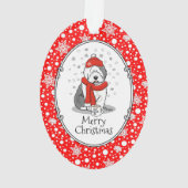 Winter (rood) Oud Engels Sheepdog (grijs 1) Cute Ornament (achterkant)