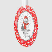 Winter (rood) Oud Engels Sheepdog (grijs 1) Cute Ornament (voorkant)