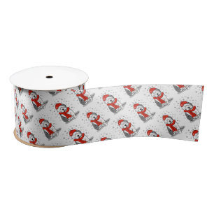 Winter (rood) Oud Engels Sheepdog (grijs 1) Cute Satijnen Lint