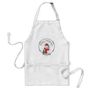 Winter (rood) Oud Engels Sheepdog (grijs 1) Cute Standaard Schort