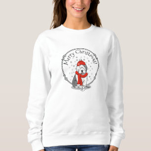 Winter (rood) Oud Engels Sheepdog (grijs 1) Cute Trui