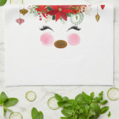 Winter Rood Wit Goud Poinsettia Vakantie Whimsical Theedoek (Gevouwen)