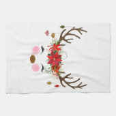 Winter Rood Wit Goud Poinsettia Vakantie Whimsical Theedoek (Horizontaal)