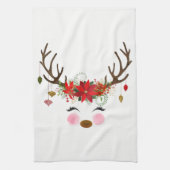 Winter Rood Wit Goud Poinsettia Vakantie Whimsical Theedoek (Verticaal)