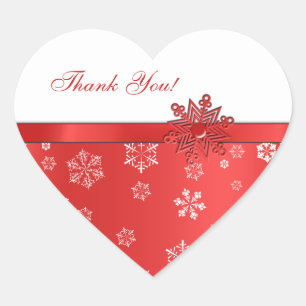 Winter Rood & Wit Sneeuwvlok Dank u Stickers