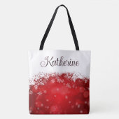 Winter Rood & Wit Sneeuwvlok Tote Bag (Voorkant)
